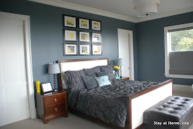 Stay at Home-ista charcoal grey and yellow bedroom