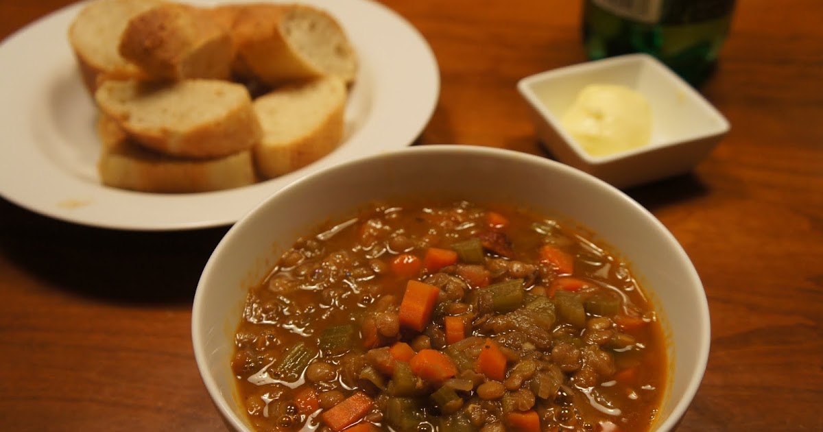 For The Love of (Good) Food Lentil Soup (with or without Sausage)