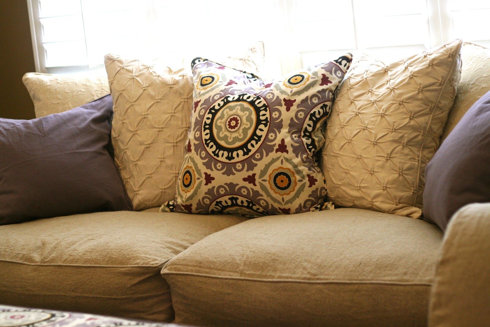 Custom Slipcovers by Shelley MaryLu's tan linen slipcovers