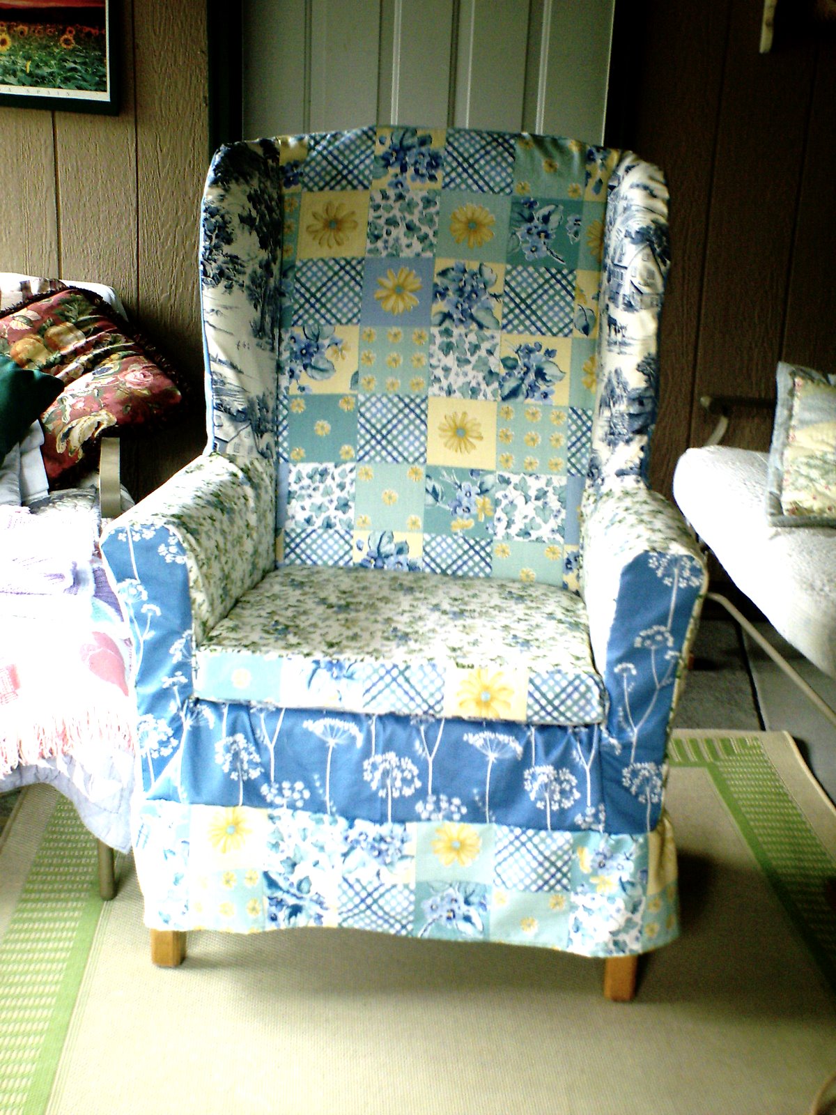 Crafty Home Cottage Wingback Chair Slipcover/Going It Green/Repurpose, Recycle, Reuse