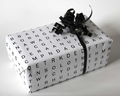 star wars word search gift wrapping paper on a present