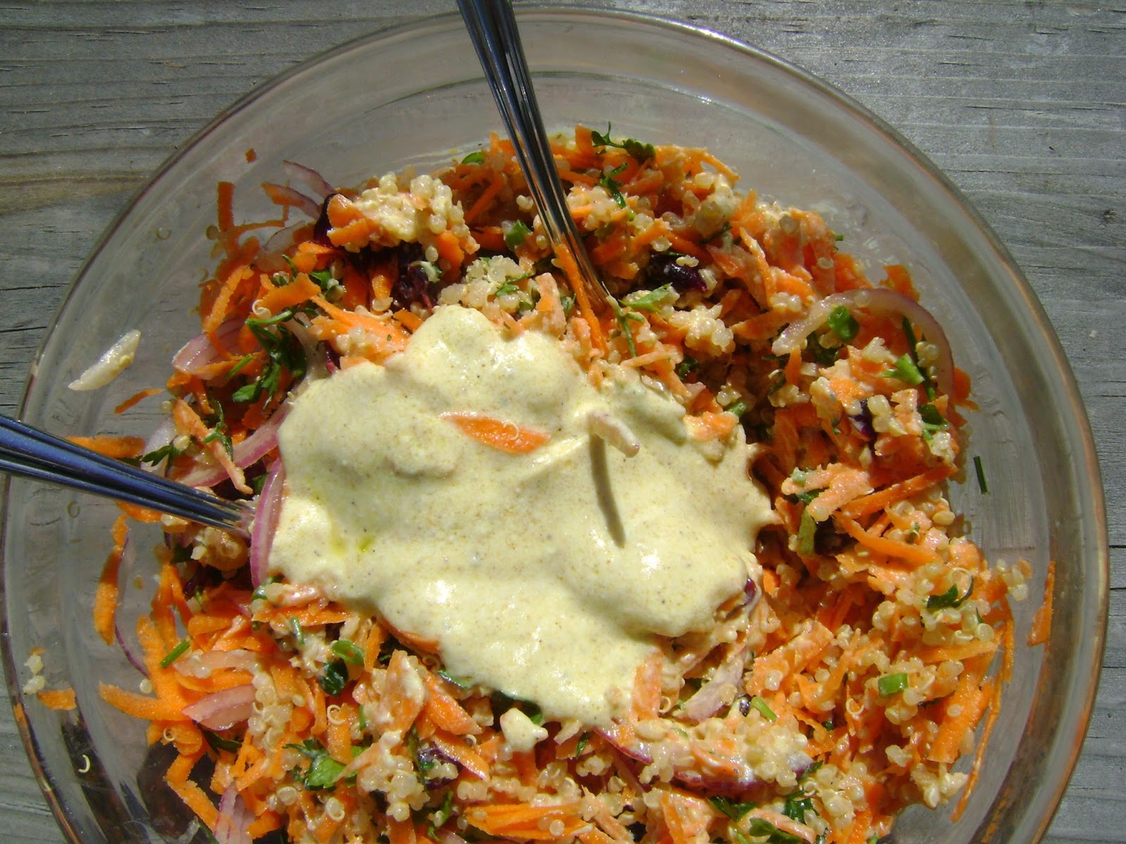 Quinoa and Carrot Salad with Honeyed Yogurt Dressing mysavoryspoon