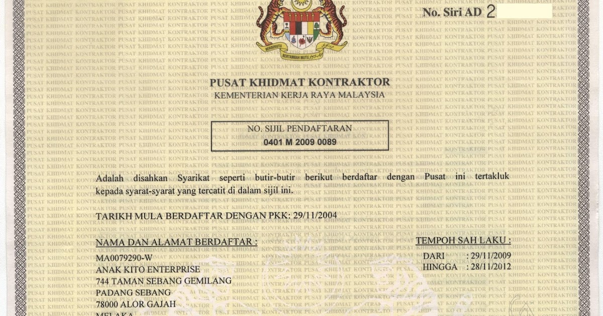 ANAK KITO ENTERPRISE SIJIL SYARIKAT