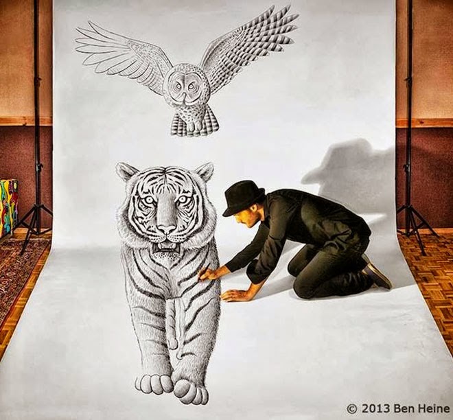 amazing 3d pencil drawing by Ben Heine