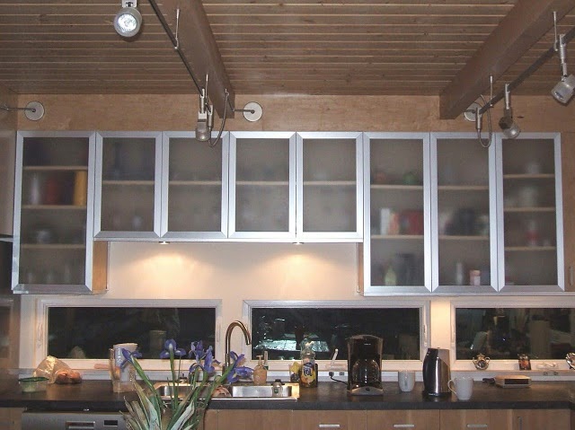 Kitchen Cabinet with Blur Glass Doors