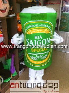 may bán mascot quảng cáo lon bia
