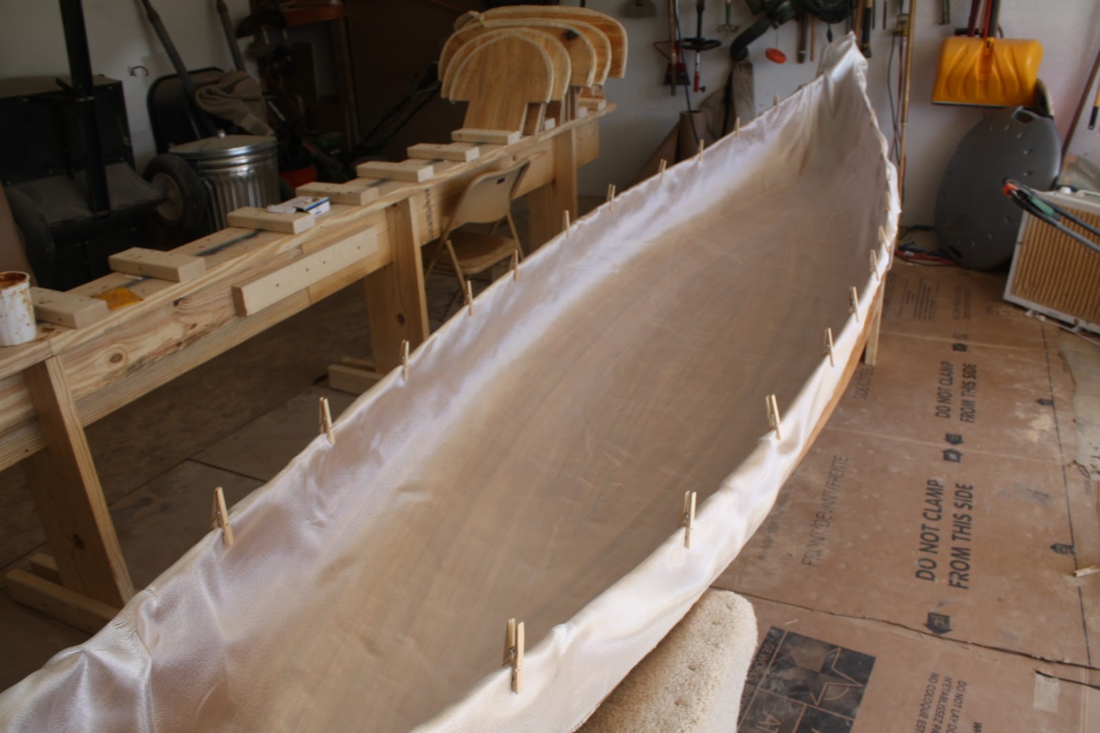 Cedar Strip Canoe Fiberglassing the Interior