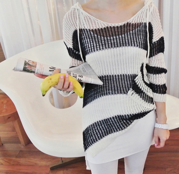 Korean Striped Knit Pullover
