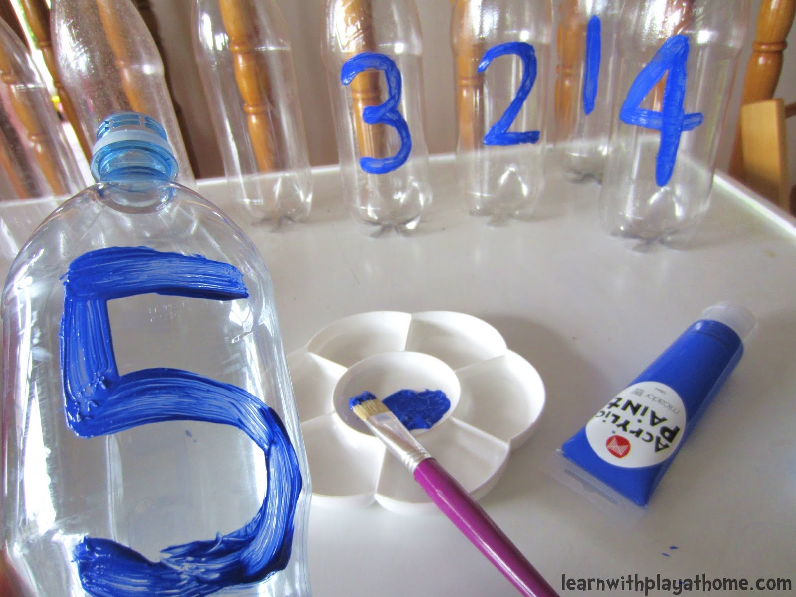 Learn with Play at Home Plastic Bottle Number Bowling!