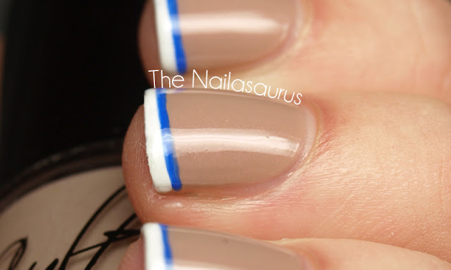 Blue and White French Tip