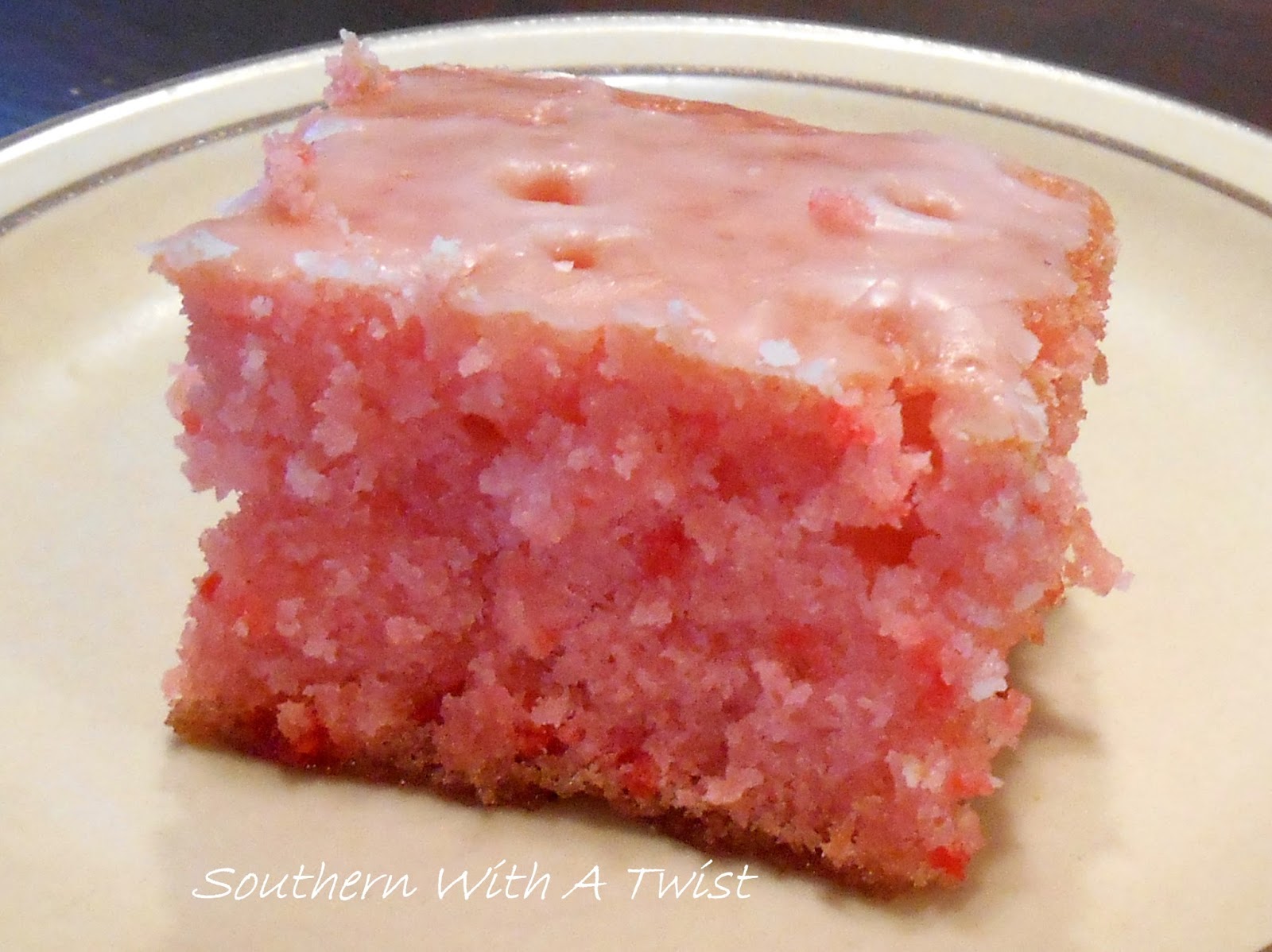 Southern With A Twist Strawberry Cake with Powdered Sugar Glaze!