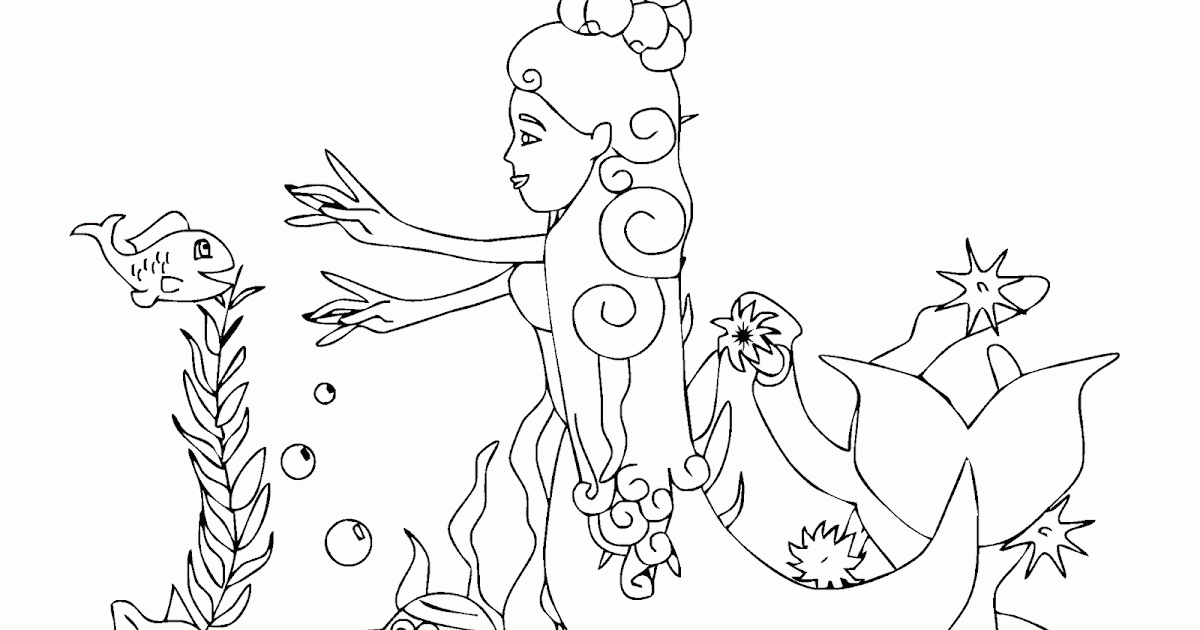 Mewarnai Gambar Pemandangan Bawah Laut &amp; Putri Duyung Contoh Anak PAUD