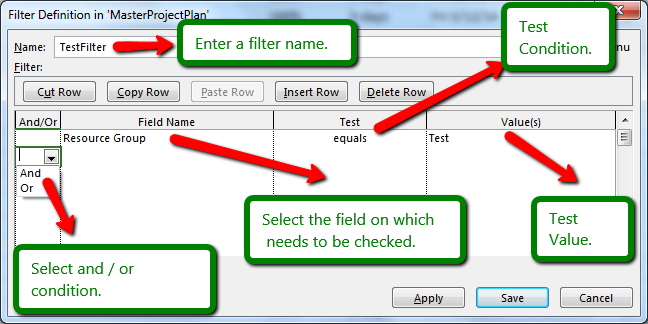 MS Project Feature - Filter, Groups, Highlight MS Project Feature - Filter, Groups, Highlight