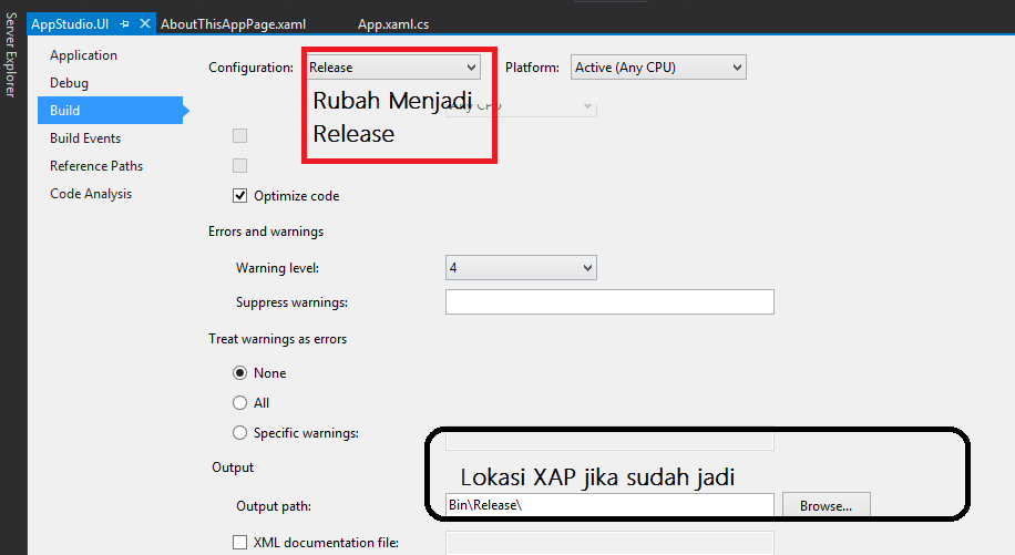 Cara membuat file XAP dari project untuk Windows Phone ( Create Xap