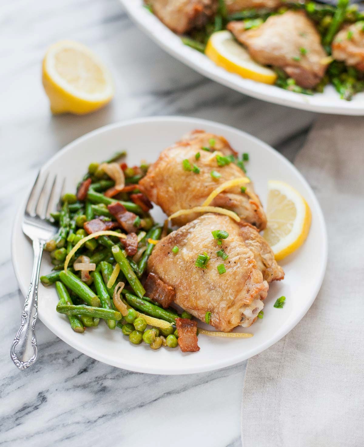 Crispy Chicken with Spring Vegetables | acalculatedwhisk.com