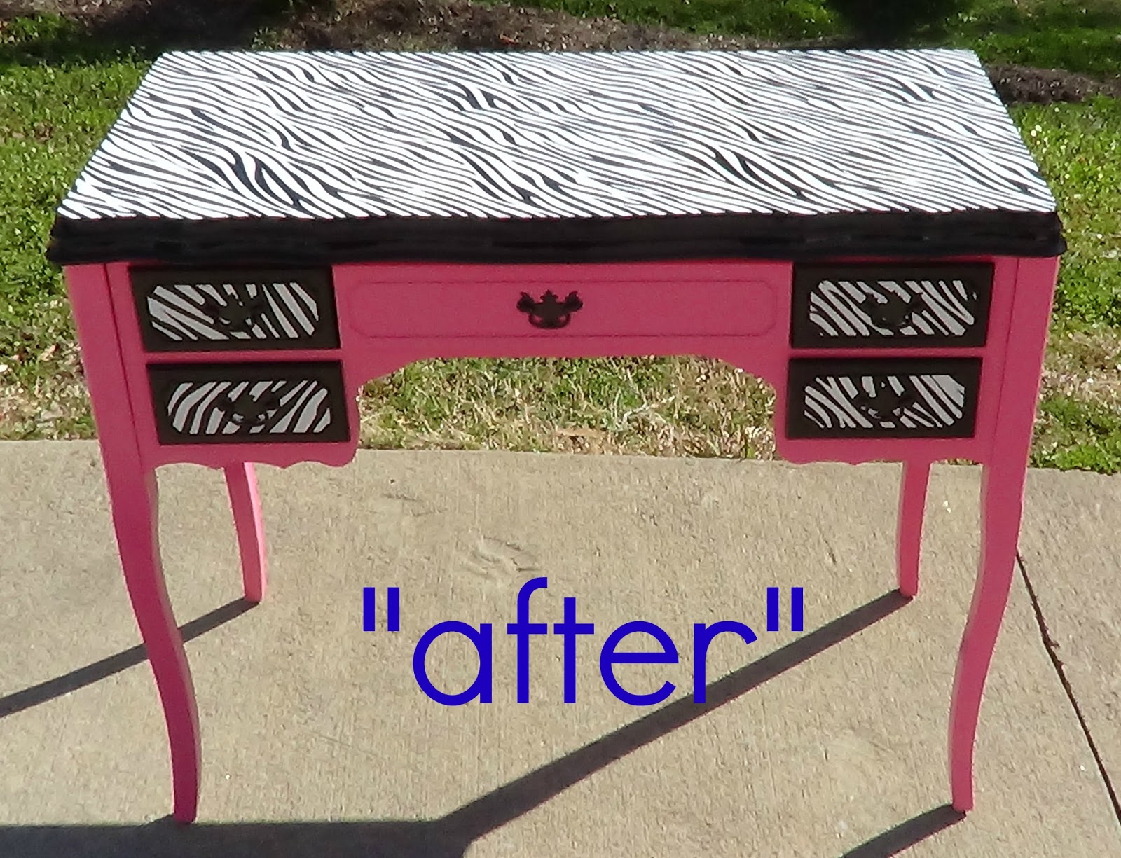 That's Not Junk...Refurbished Recycled Furniture Hot Pink Zebra Desk