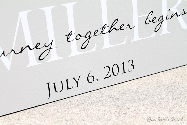 Learn how to create a DIY Family Sign personalized with your wedding date! These signs also make great gifts for showers and weddings! Get the how-to at LoveGrowsWild.com #wedding #diy