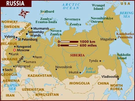 Russia Landforms Map Russia Landforms Map
