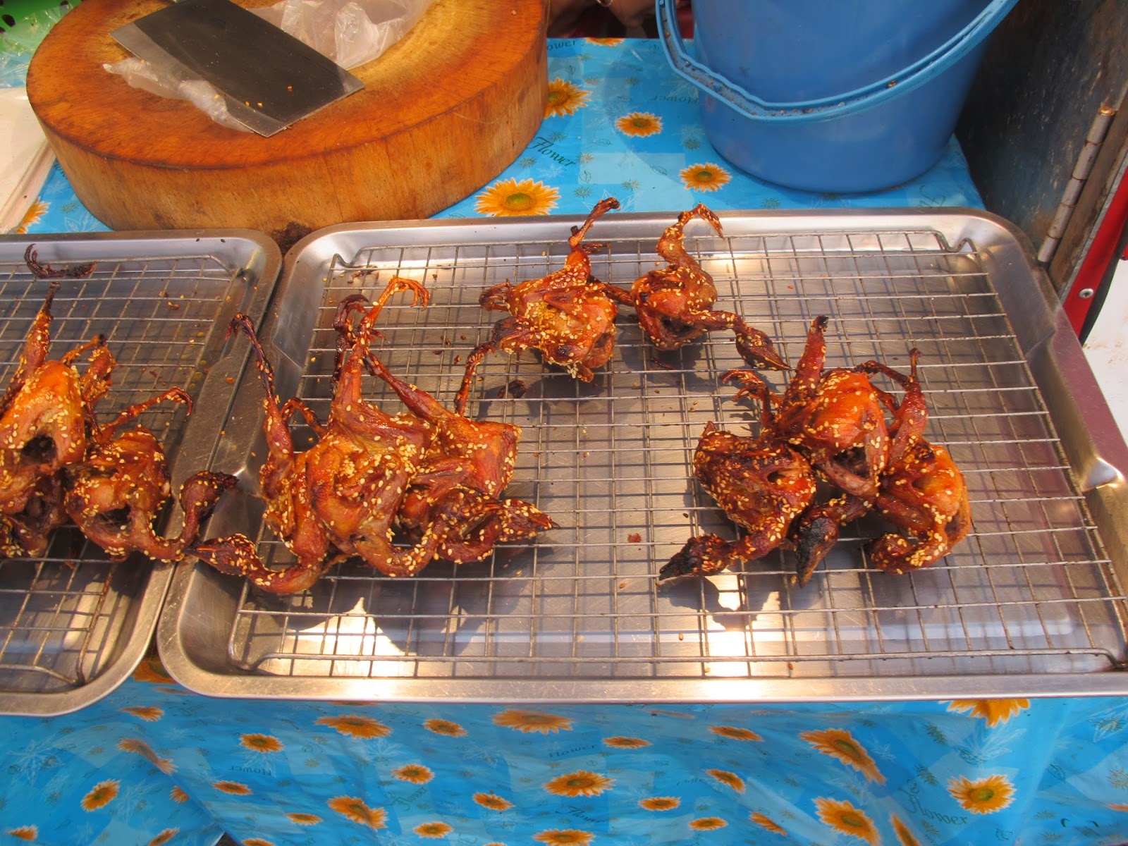 thai street food, phuket fair, food stand, roasted quail
