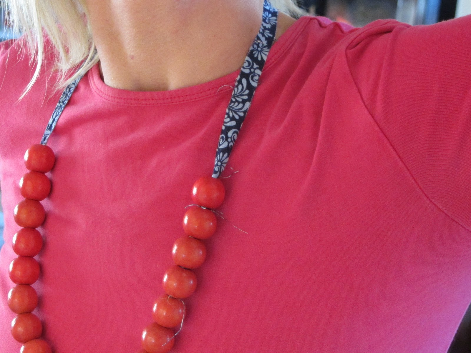 thom haus handmade Funky Red Bead Necklace