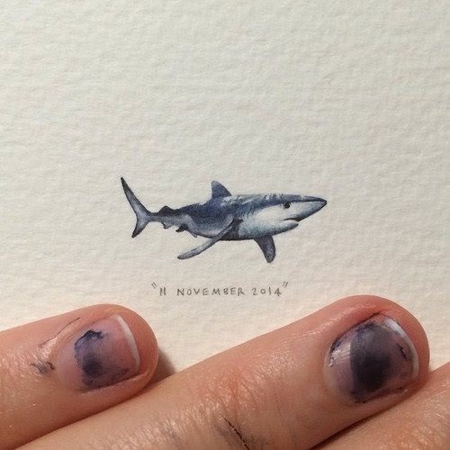 11-Blue-Shark-Lorraine-Loots-Miniature-Paintings-Commemorating-Special-Occasions-www-designstack-co