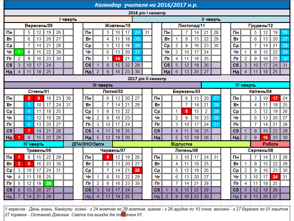 Календар учителя