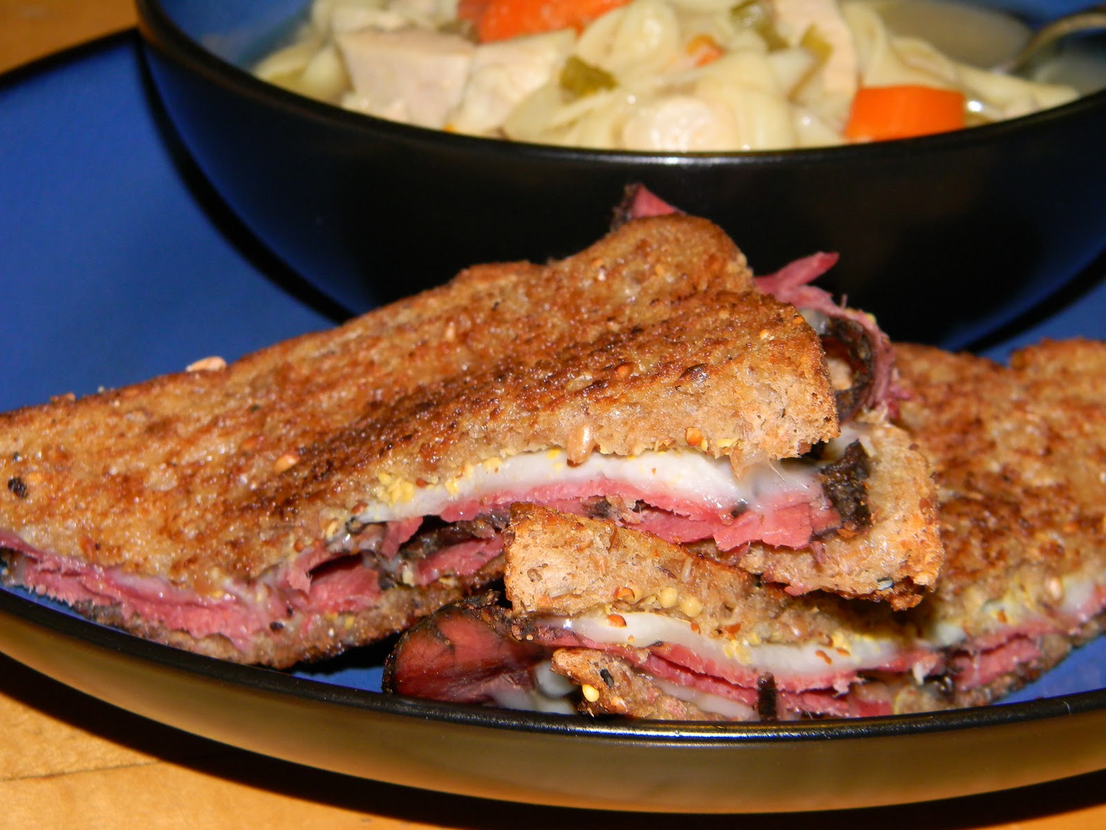 Handmade By Kristen Chicken Soup and Pastrami Grilled Cheese