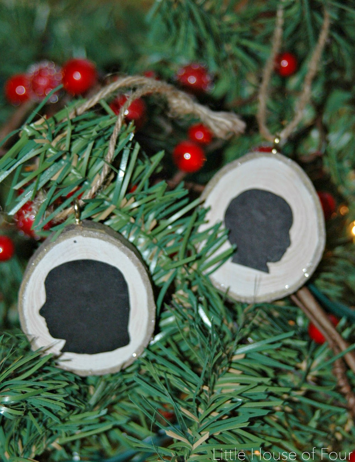 Wood Slice Silhouette Ornament {Trim The Tree Blog Hop} Little House
