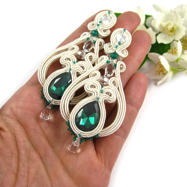 BIŻUTERIA ŚLUBNA PiLLow Design Ślubne kolczyki sutasz kraszone