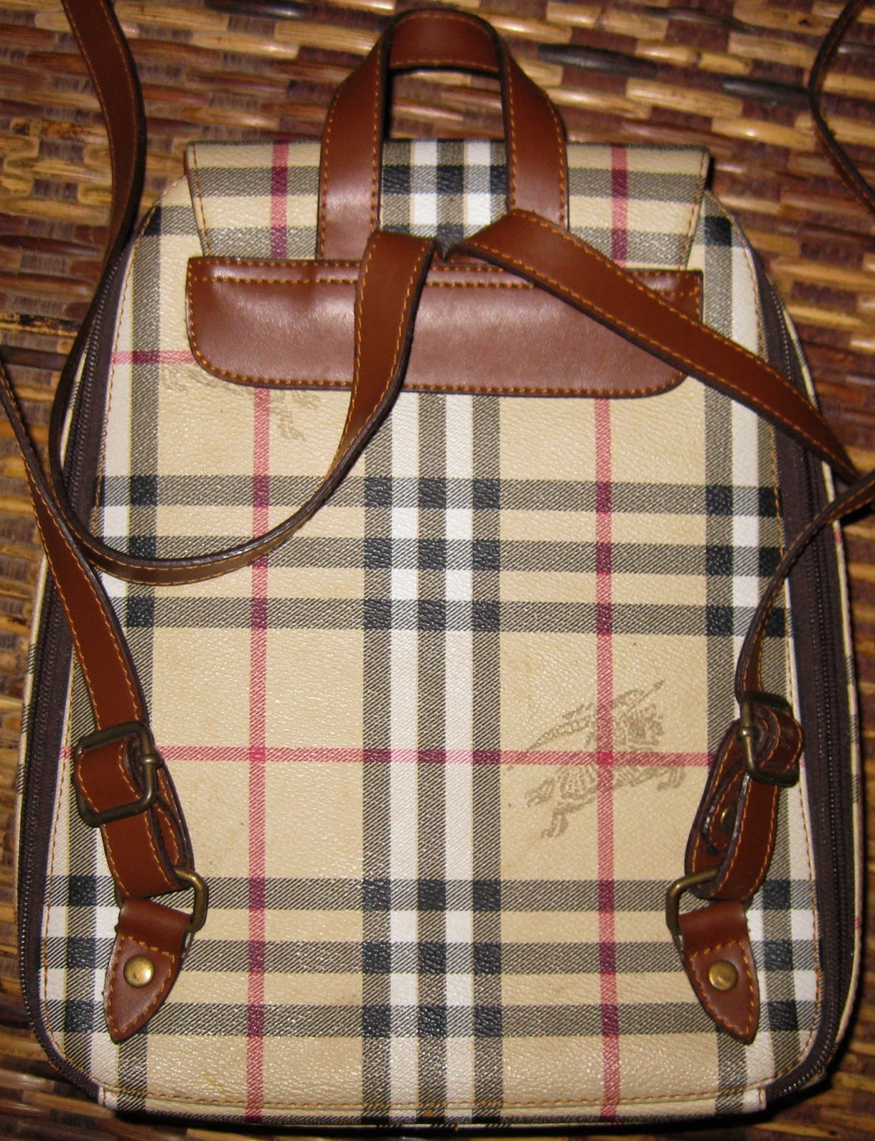 Ebayshare Burberrys Burberry Haymarket Nova Check England Made Vtg Backpack Purse Wallet