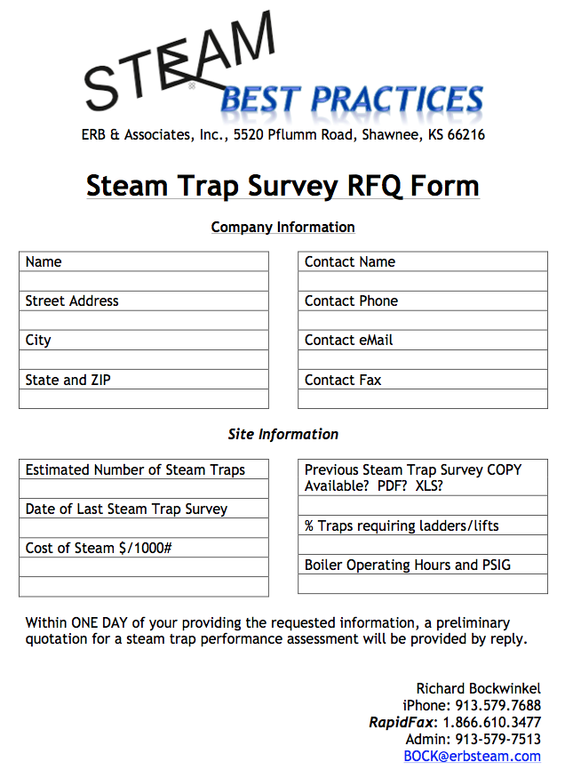 ERB Steam Solutions...since 1975 Steam Trap Survey Request for Quote Form.
