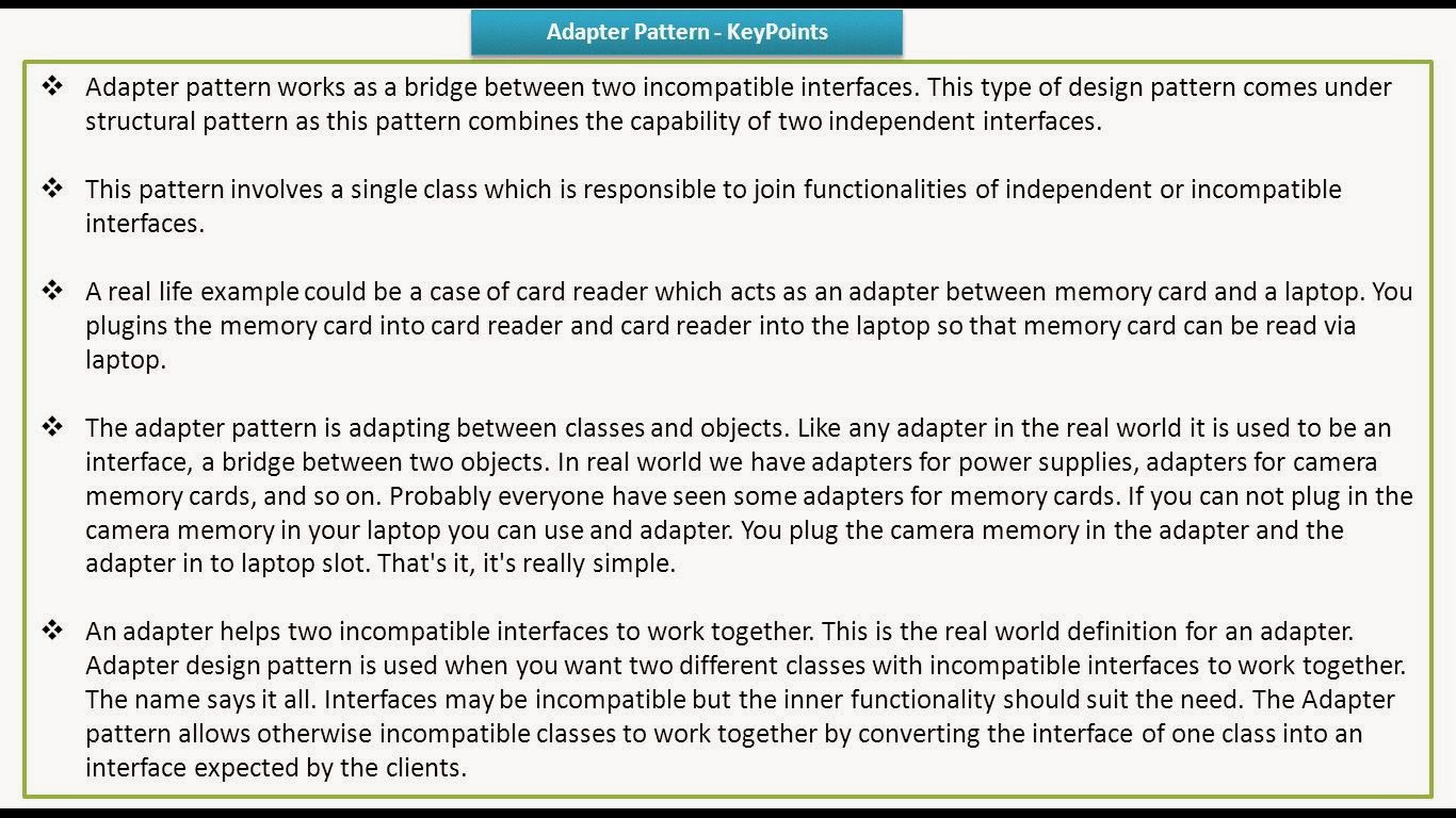 JAVA EE Adapter Design pattern keypoints