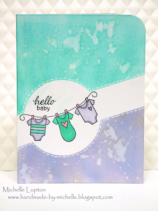 Hello baby card by Michelle Lupton using Winged Wishes Stamp - Newton's Nook Designs