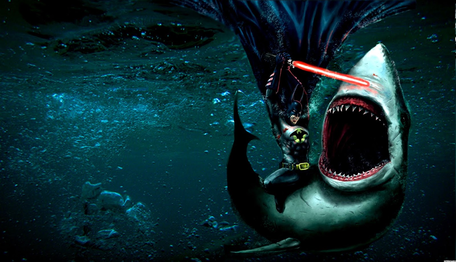 Funny Batman Fighting Shark Funny Batman Fighting Shark