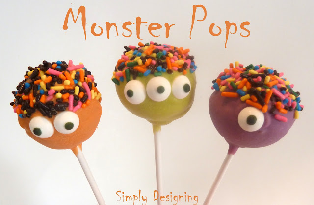 Monster Pops - cute and simple cake pops perfect for Halloween or a Monster Bash Birthday Party | Simply Designing