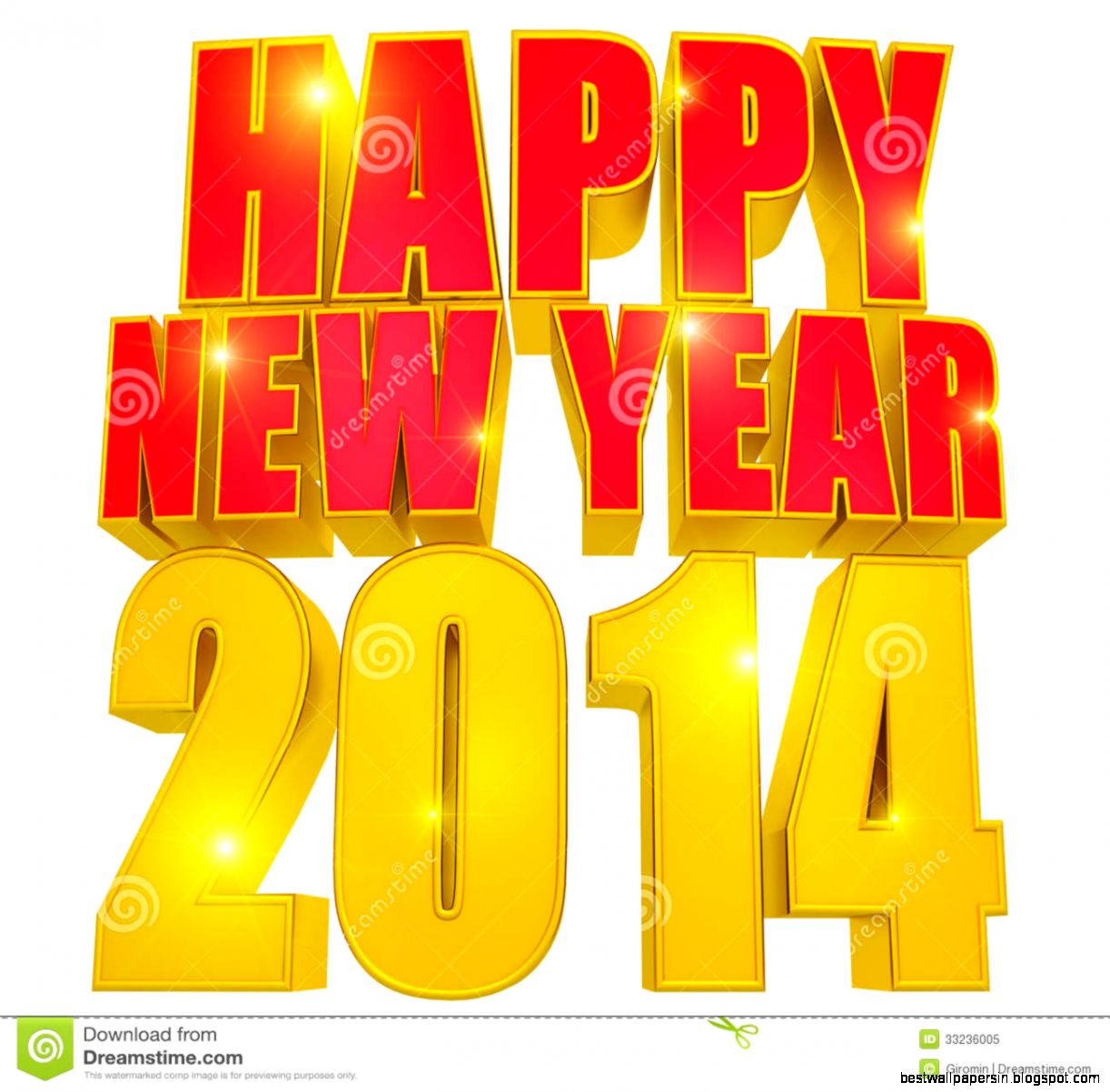 Happy New Year 2014 3D Text Red And Gold Royalty Free Stock Happy New Year 2014 3D Text Red And Gold Royalty Free Stock