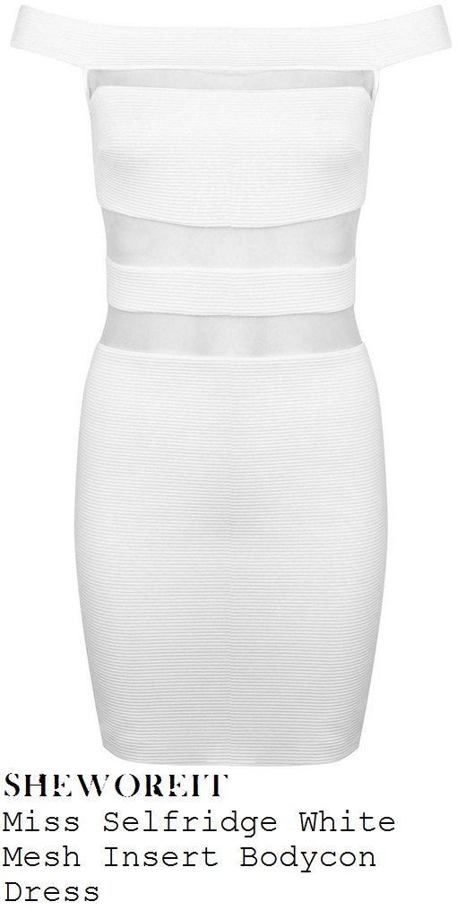 jasmin-walia-white-off-shoulder-sheer-mesh-stripe-bodycon-dress