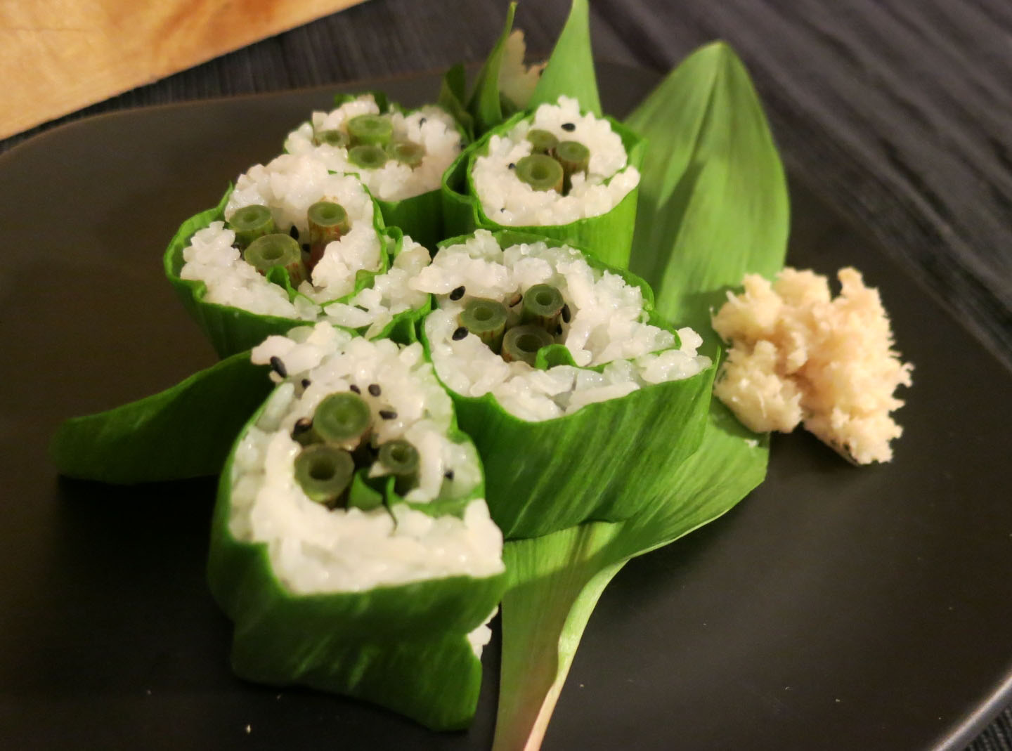 The Foraged Foodie Foraged Japanese Knotweed & Ramp Sushi with Garlic