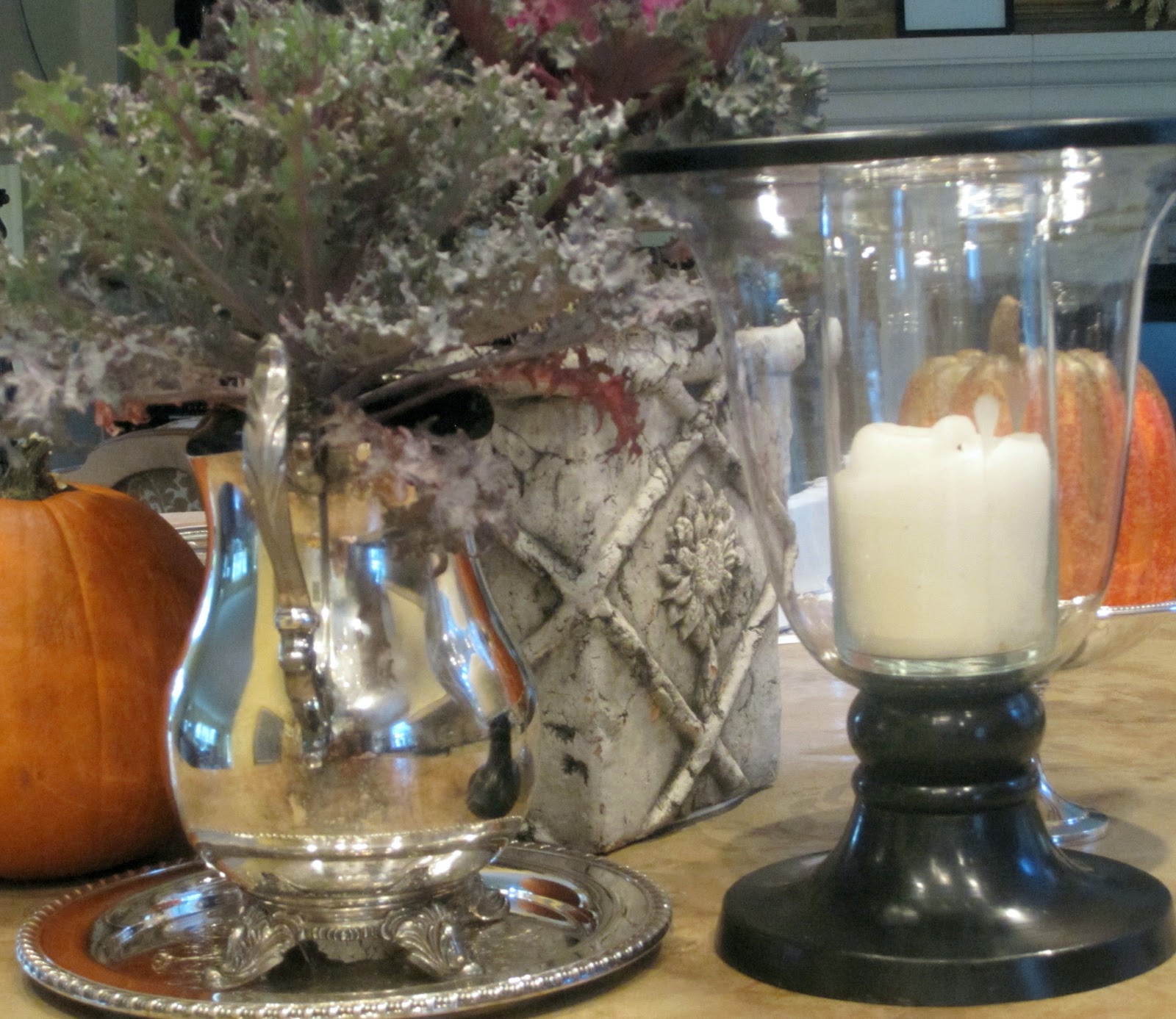 Simple Details fall decor with kale