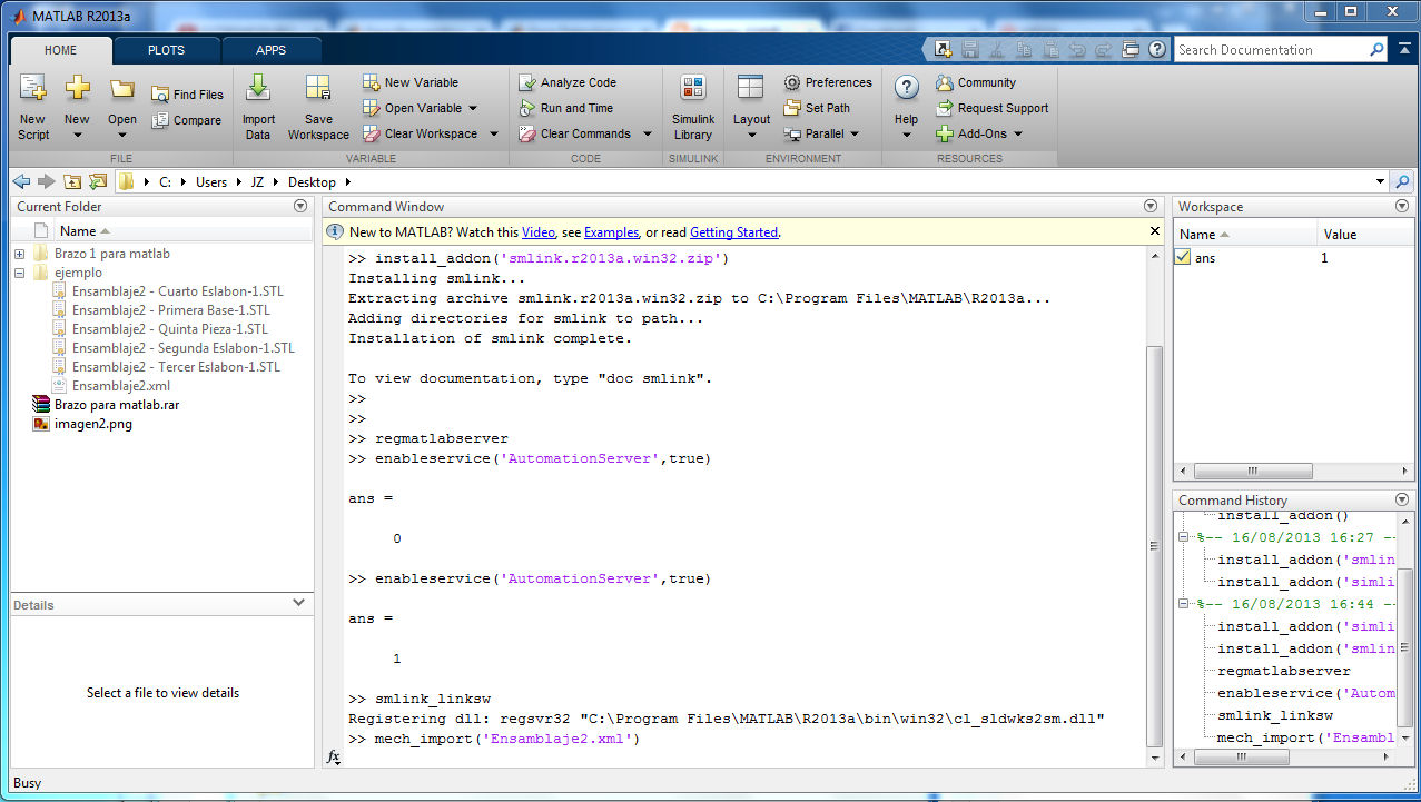 El Kome Libros... INTERFAZ MATLAB SIMULINK CON SOLIDWORKS