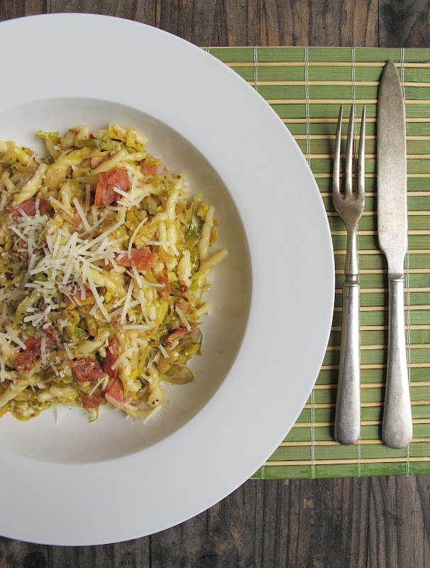 Morsels and Musings brussels sprouts, pancetta & lemon pasta