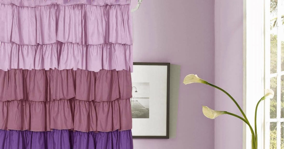 Purple Ruffle Shower Curtain Style For Bathroom Curtain Designs