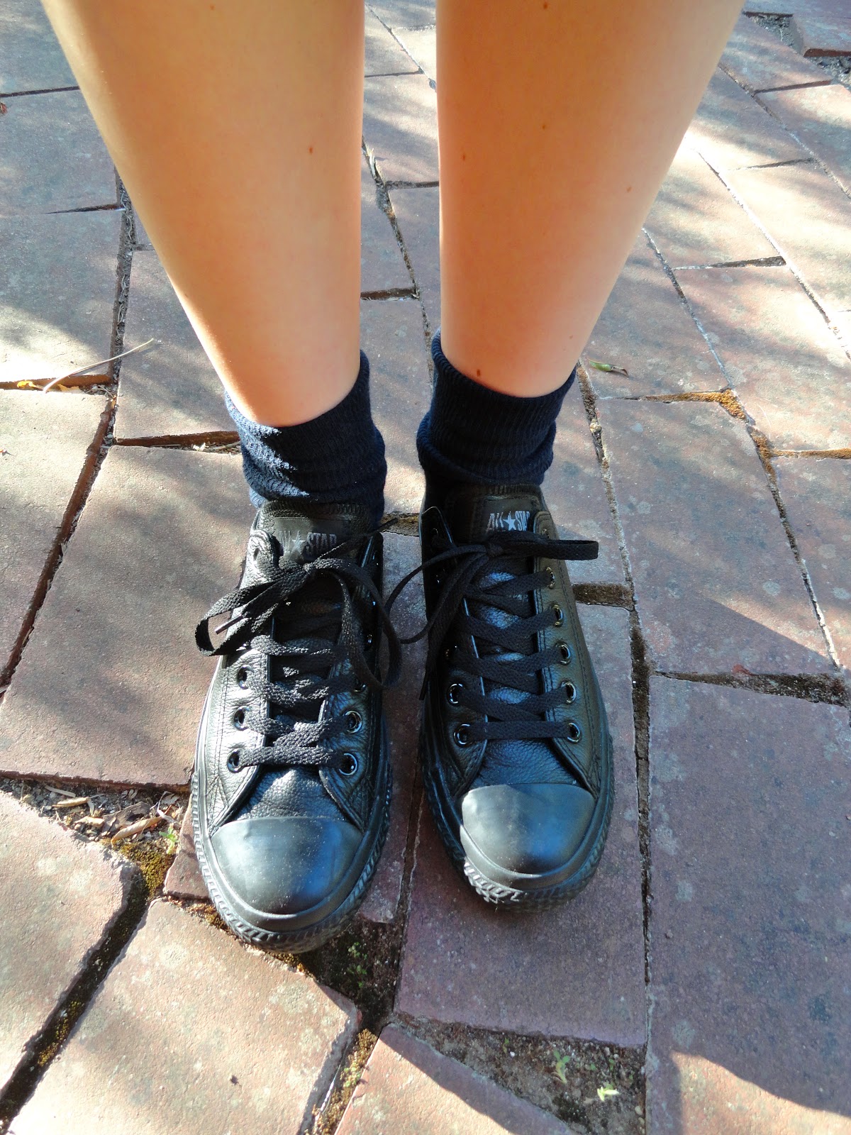 black leather converse school shoes