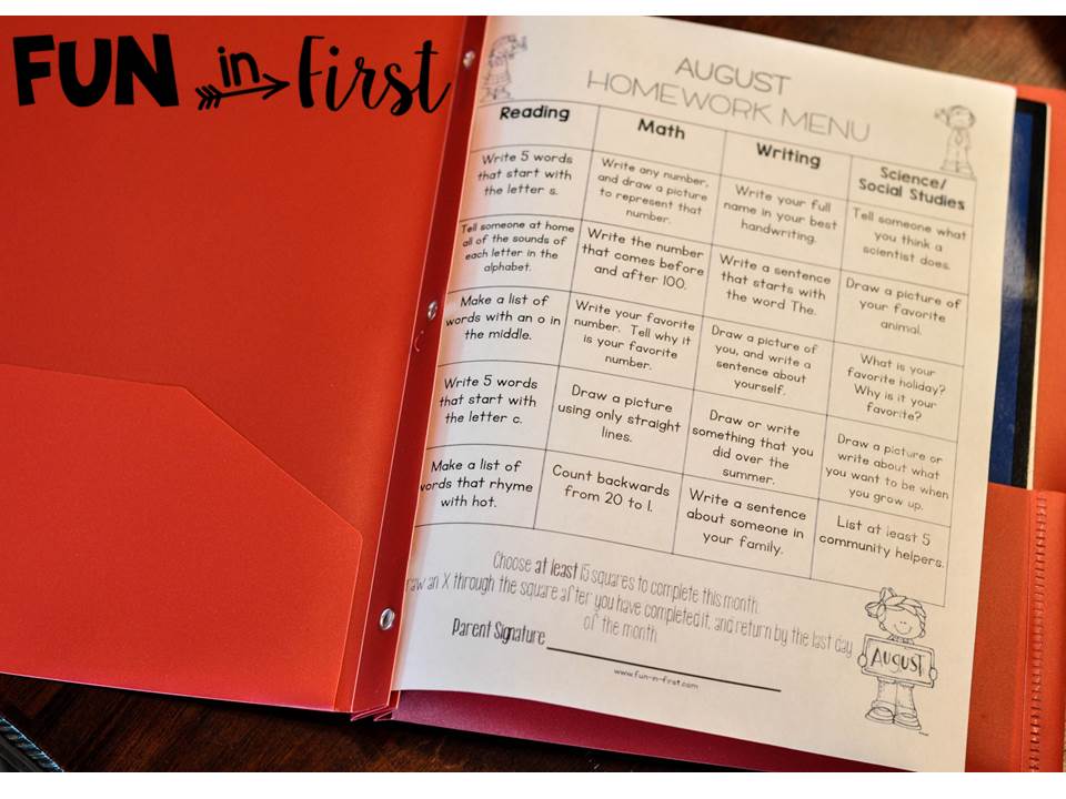 Eyfs homework menu 07 picture