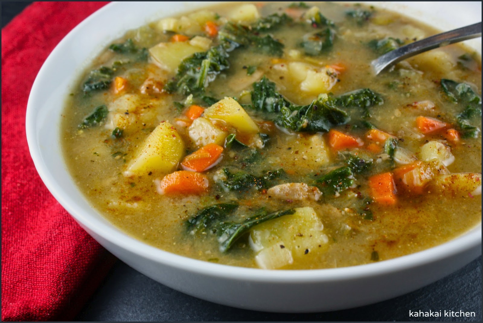 Kahakai Kitchen Potato, Leek, and Kale Soup with Smoky Paprika and