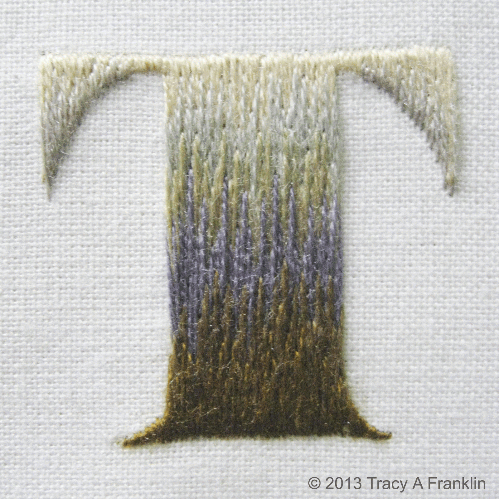 Tracy A Franklin specialist embroiderer Silk Shaded 'T'