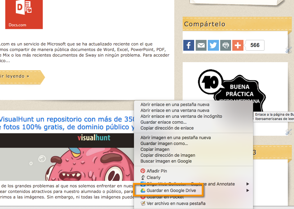Extensión de Chrome "Guardar en Drive"