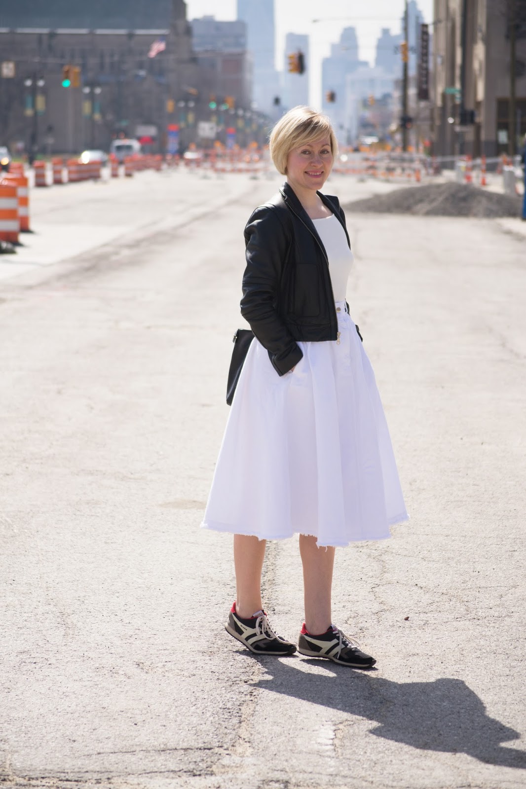 white denim skirt by hm