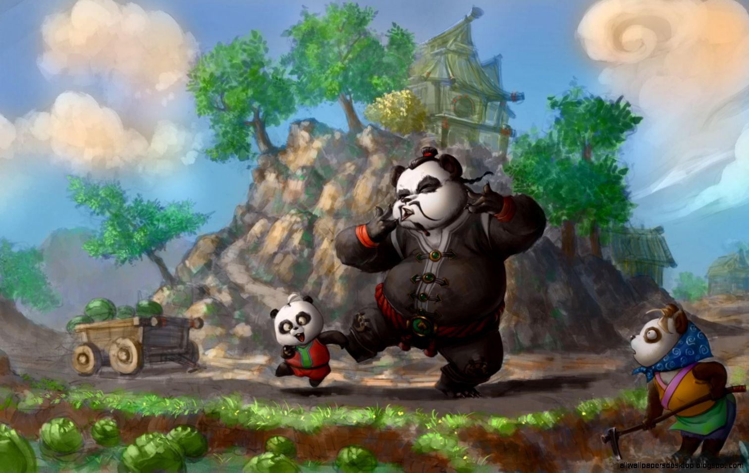 Fantasy Panda Cartoon Art Hd Wallpaper