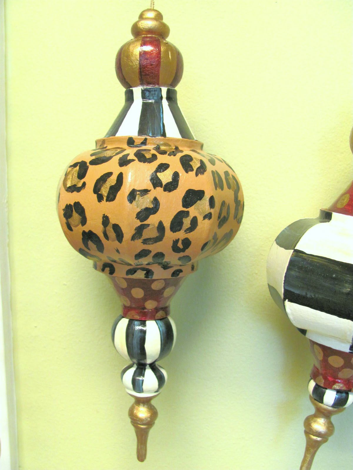 Hand Painted Christmas Ornaments Whimsical, DIY Large Paper Mache